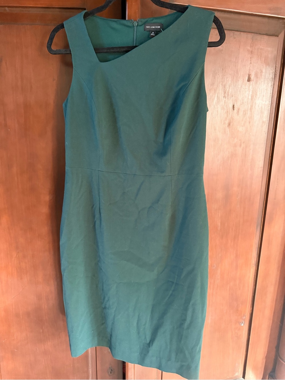 The Limited Forest Green Asymmetric Neck Sheath Dress